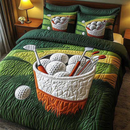 Fairway Green 3-Piece Quilted Bedding Set GFTOMA1008