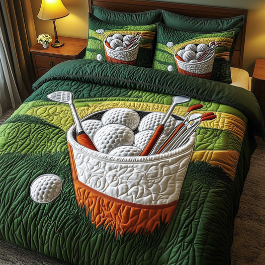 Fairway Green 3-Piece Quilted Bedding Set GFTOMA1008