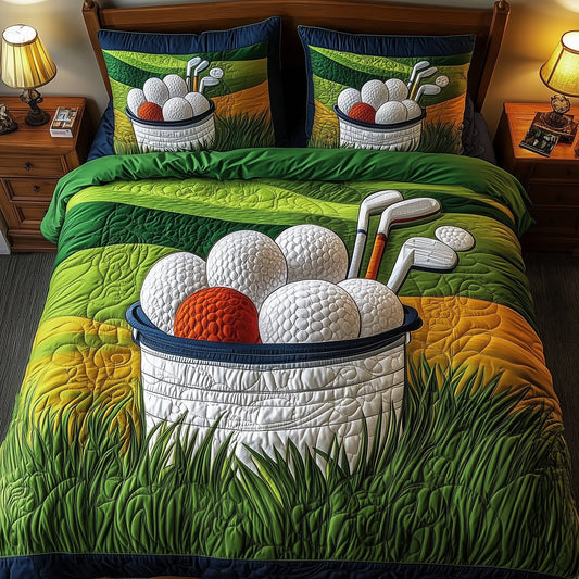 Fairway Green 3-Piece Quilted Bedding Set GFTOMA1009