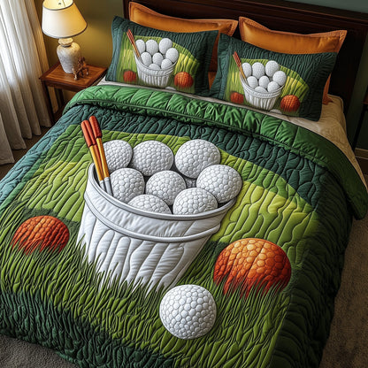 Fairway Green 3-Piece Quilted Bedding Set GFTOMA1010