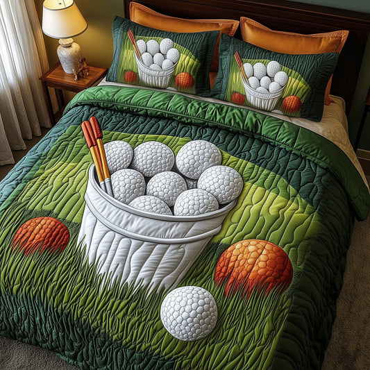 Fairway Green 3-Piece Quilted Bedding Set GFTOMA1010