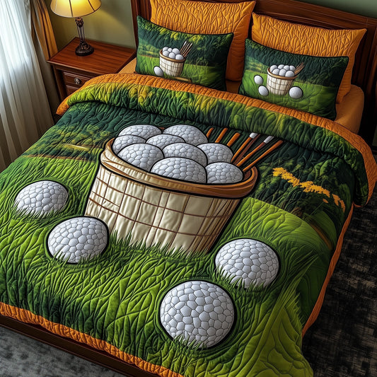 Fairway Green 3-Piece Quilted Bedding Set GFTOMA1011