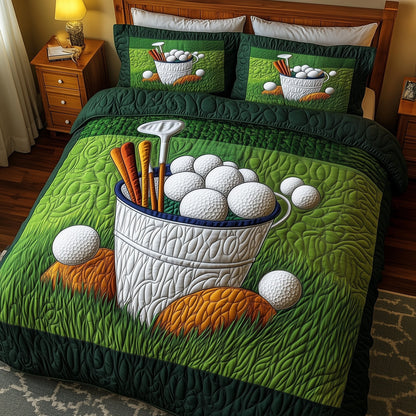 Fairway Green 3-Piece Quilted Bedding Set GFTOMA1012