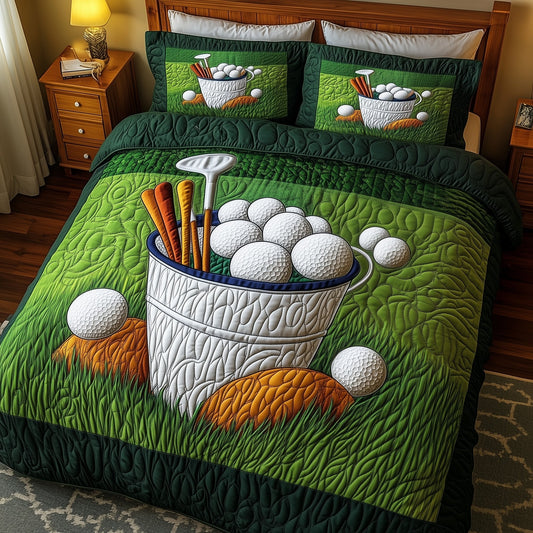 Fairway Green 3-Piece Quilted Bedding Set GFTOMA1012