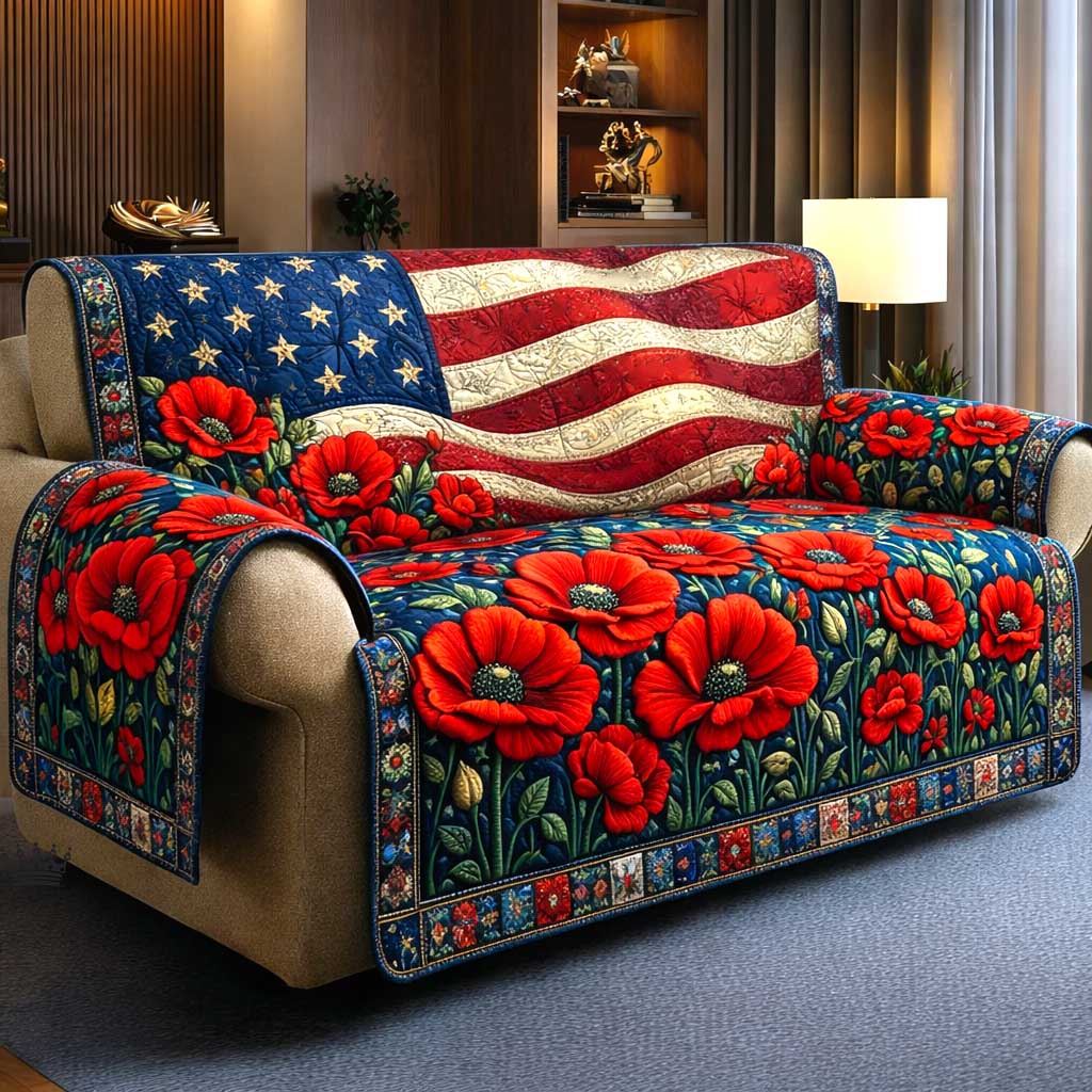 Liberty Poppy Quilted Sofa Cover GFTOMA10123