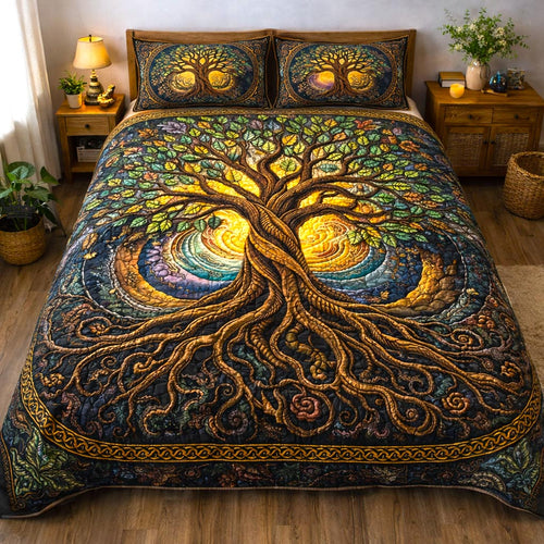 Life Tree 3-Piece Quilted Bedding Set GFTOMA10190