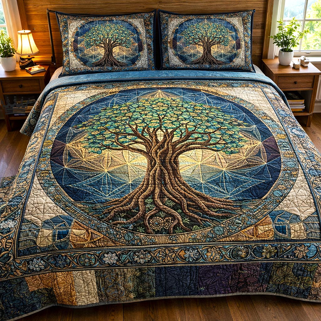 Sacred Tree 3-Piece Quilted Bedding Set GFTOMA10191