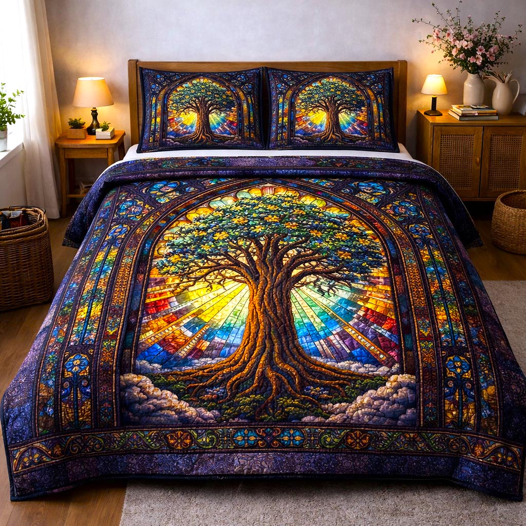 Golden Roots 3-Piece Quilted Bedding Set GFTOMA10194