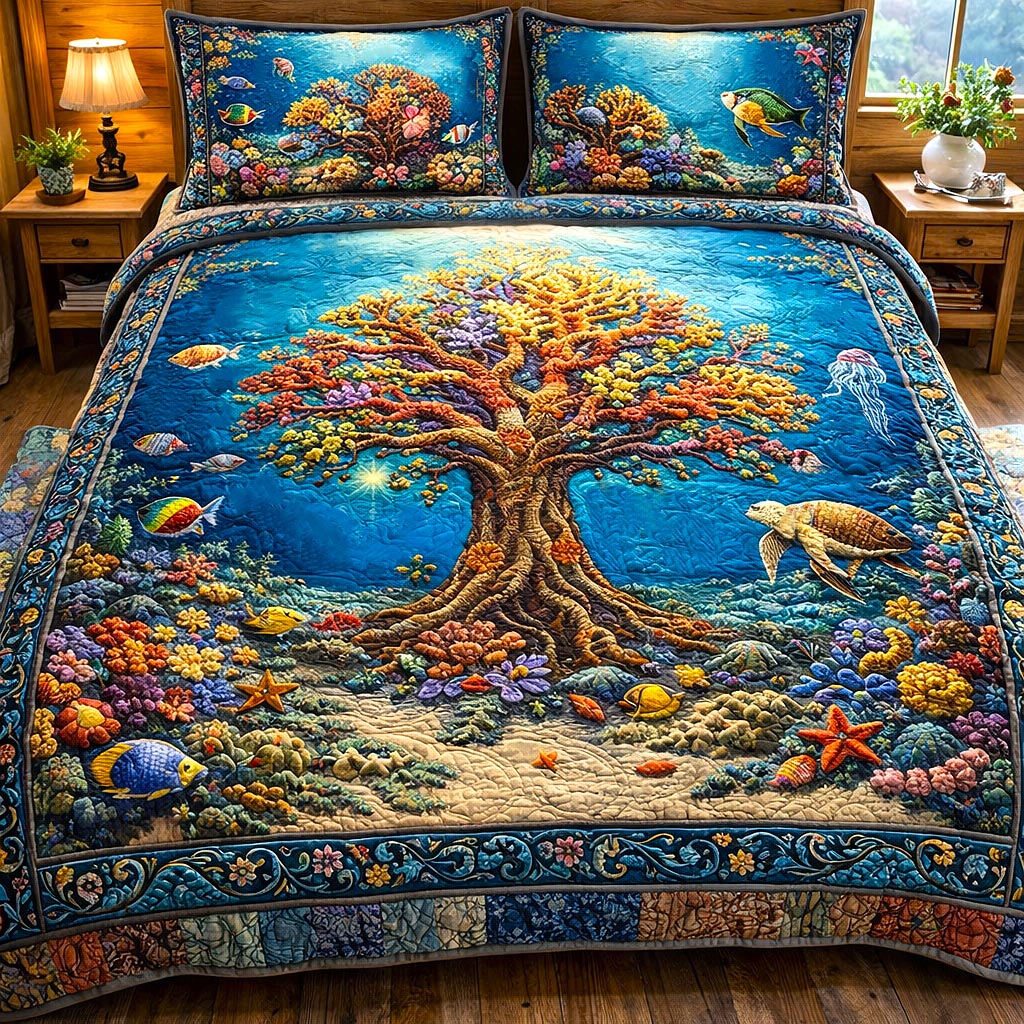 Living Roots 3-Piece Quilted Bedding Set GFTOMA10195