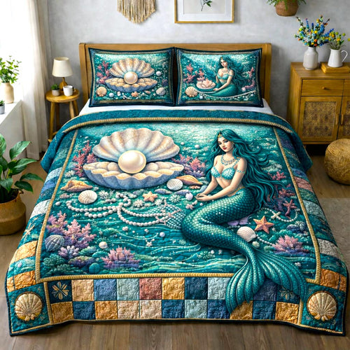 Seaside Shells 3-Piece Quilted Bedding Set GFTOMA10201