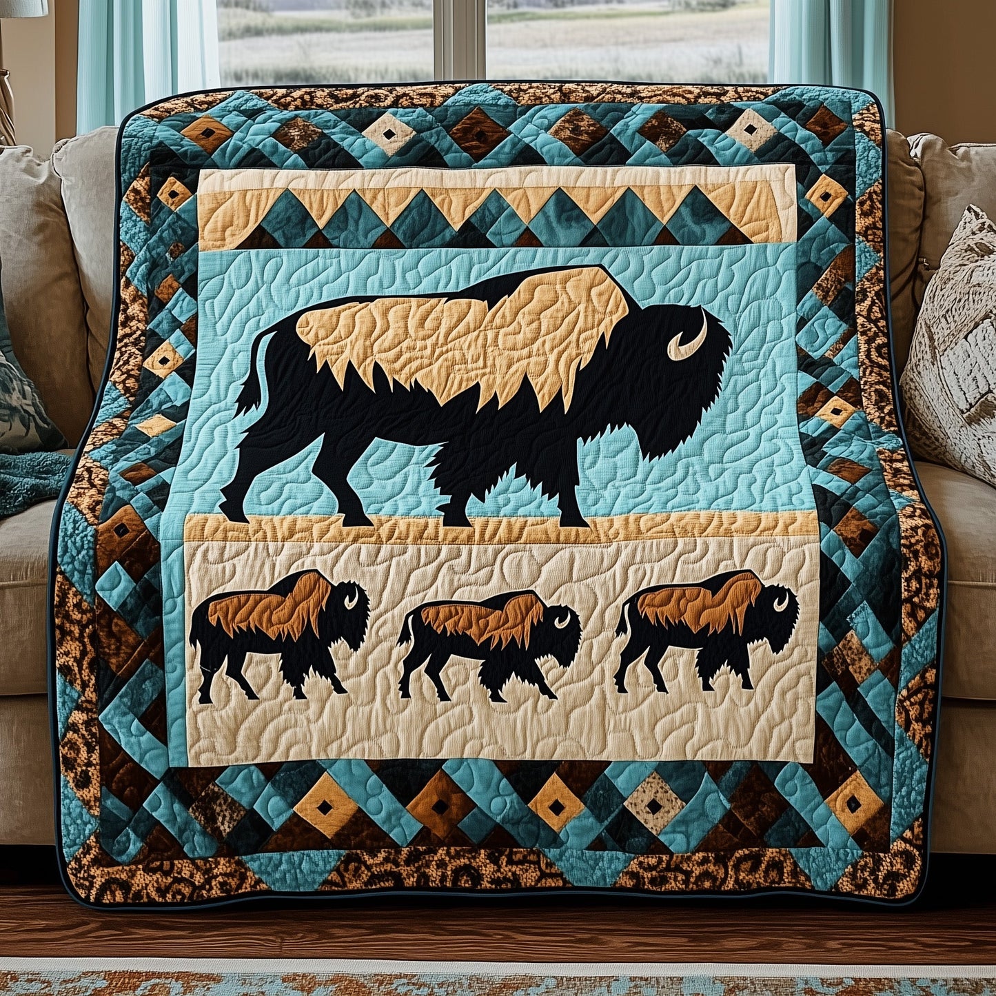 Bison Native Quilted Blanket GFTOMA102