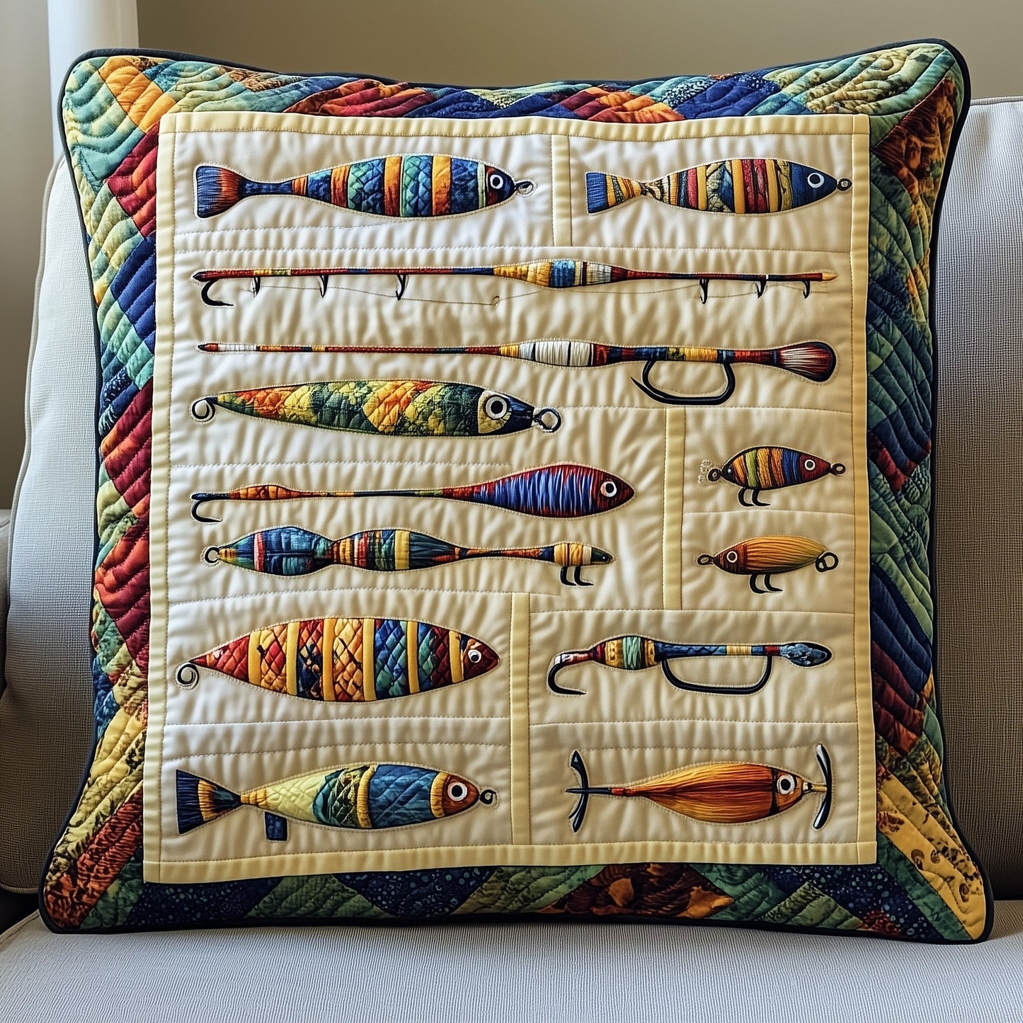 Fishing Delights Quilted Pillow Case GFTOMA1032