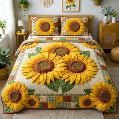 Sunflower Glow 3-Piece Quilted Bedding Set GFTOMA10350