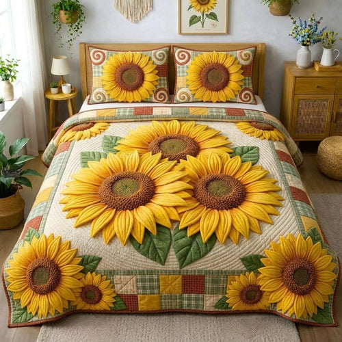 Sunflower Glow 3-Piece Quilted Bedding Set GFTOMA10350