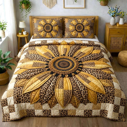 Golden Sunflower 3-Piece Quilted Bedding Set GFTOMA10351