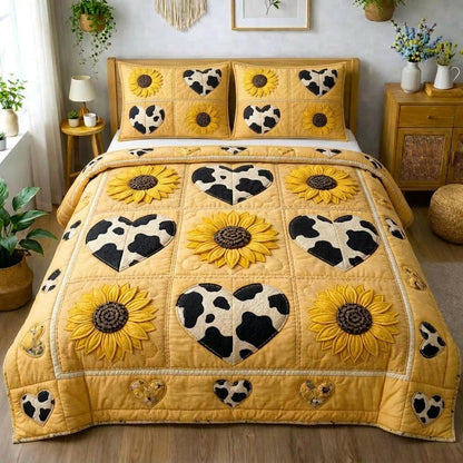 Sunflower Love 3-Piece Quilted Bedding Set GFTOMA10352
