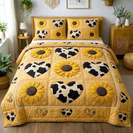 Sunflower Love 3-Piece Quilted Bedding Set GFTOMA10352