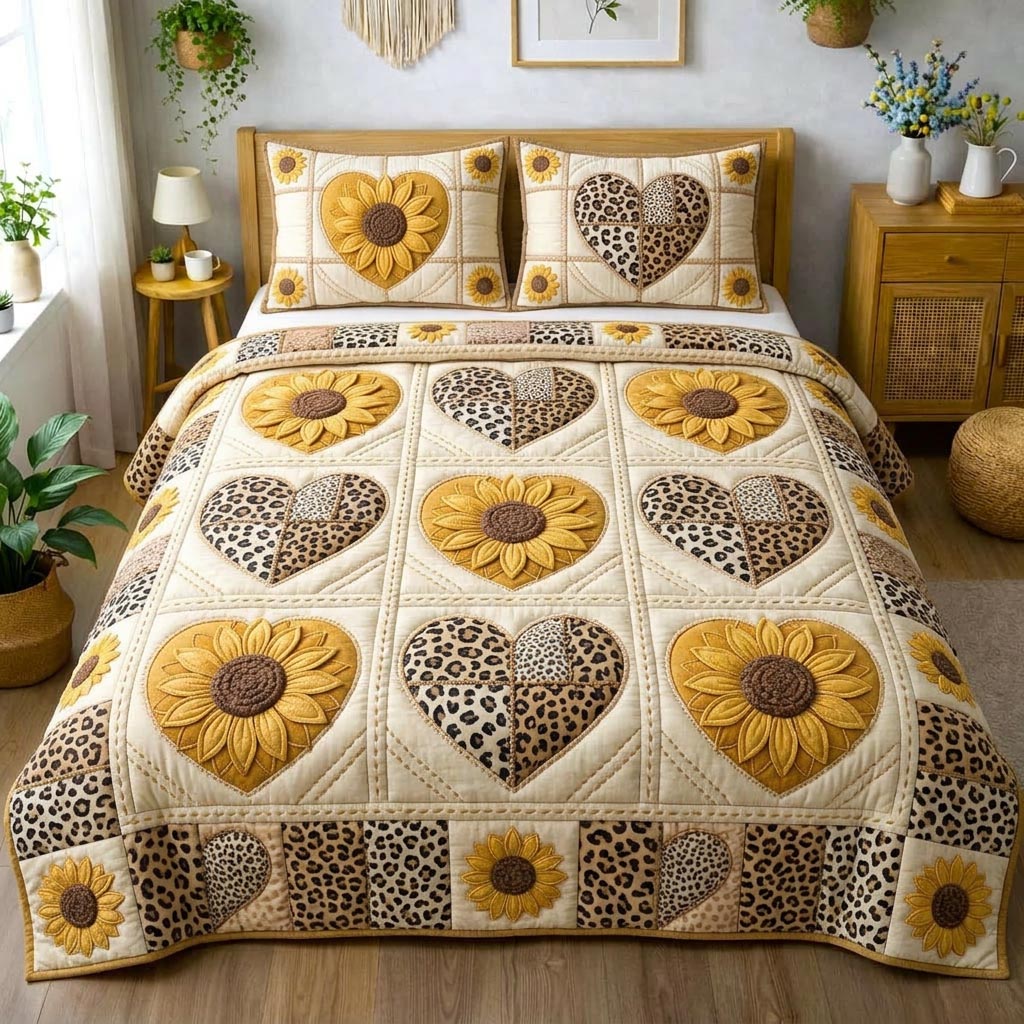 Sunny Bloom 3-Piece Quilted Bedding Set GFTOMA10354