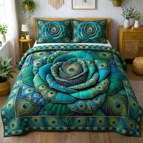 Rose Bloom 3-Piece Quilted Bedding Set GFTOMA10420