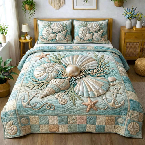 Sea Shells 3-Piece Quilted Bedding Set GFTOMA10456