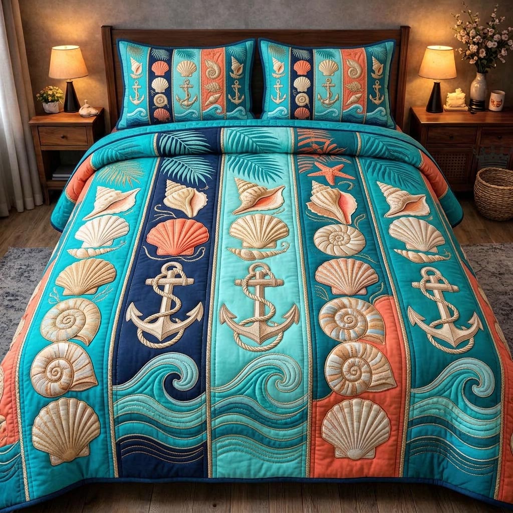 Ocean Pearls 3-Piece Quilted Bedding Set GFTOMA10461