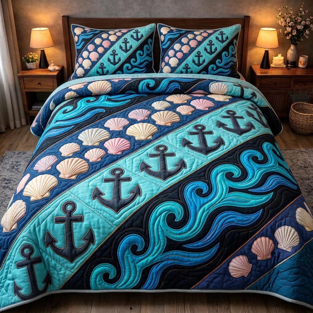 Coastal Treasure 3-Piece Quilted Bedding Set GFTOMA10462