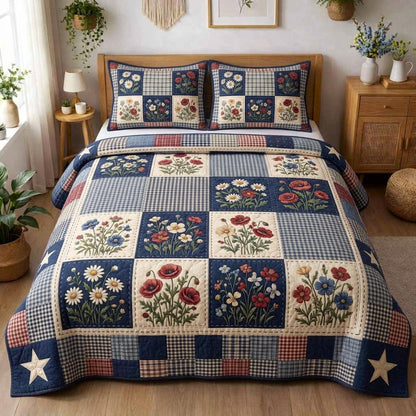 Patriotic Wildflower 3-Piece Quilted Bedding Set GFTOMA10463