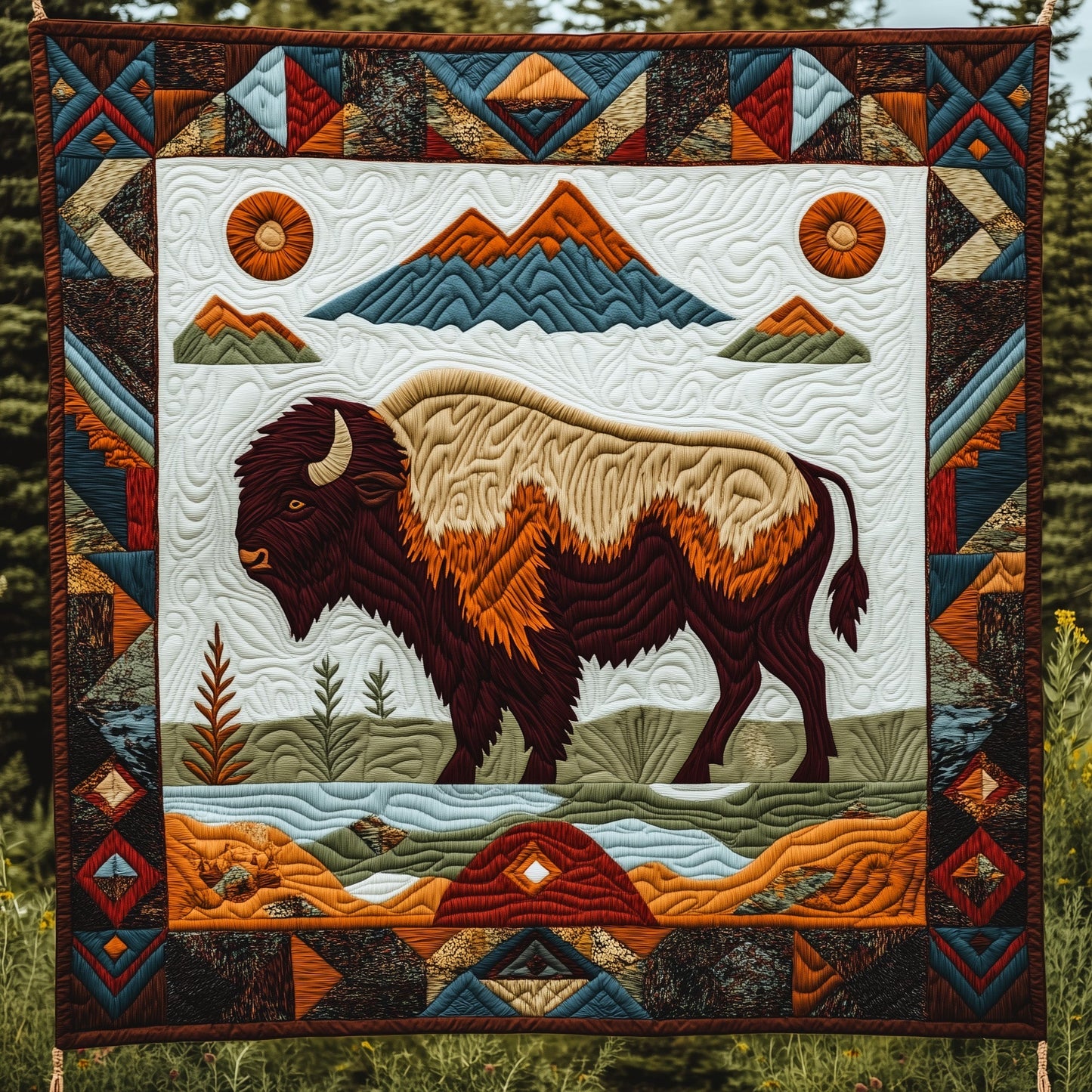 Bison Native Quilted Blanket GFTOMA104