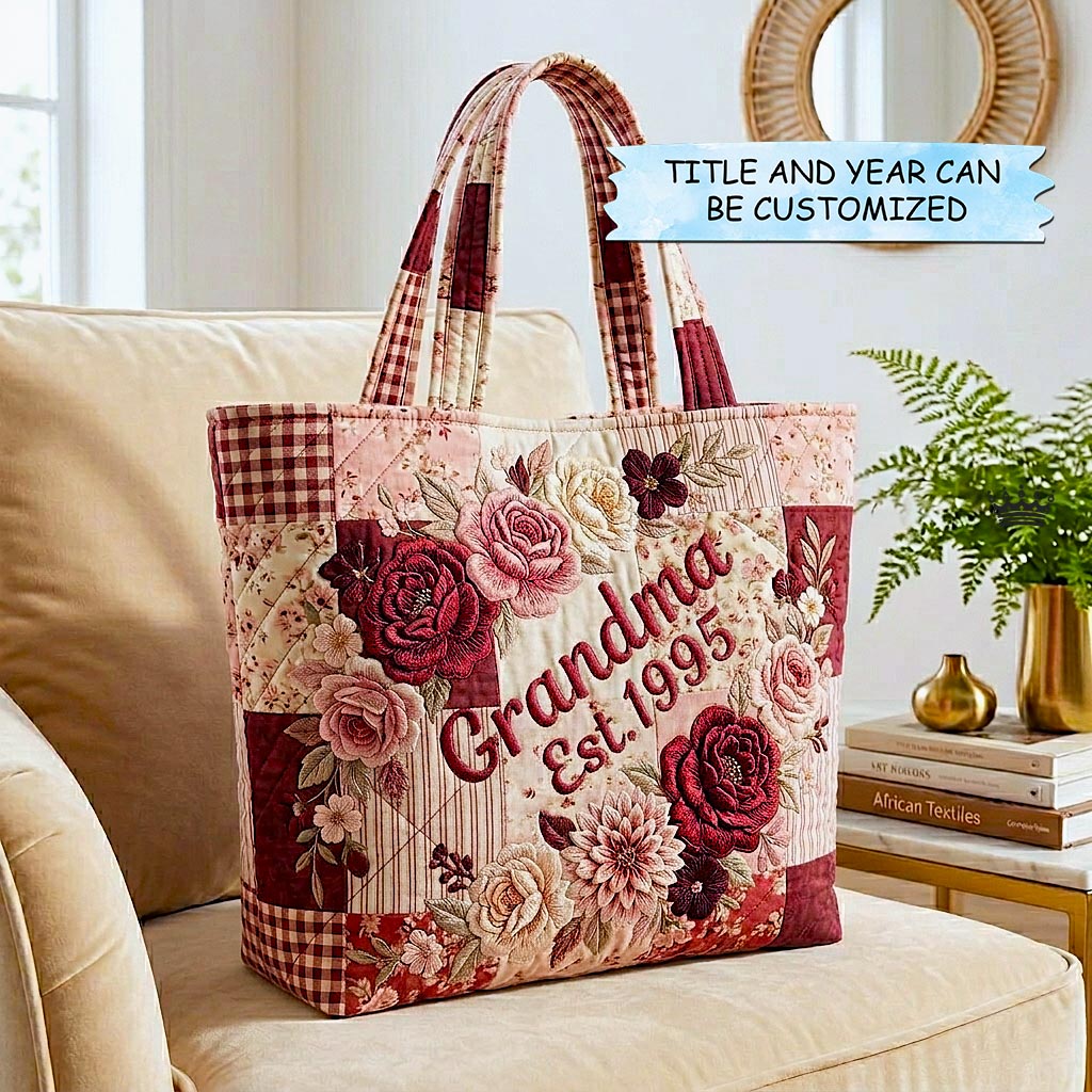 Mom Bloom Quilted Tote Bag QTCUZ GFTOMA10558