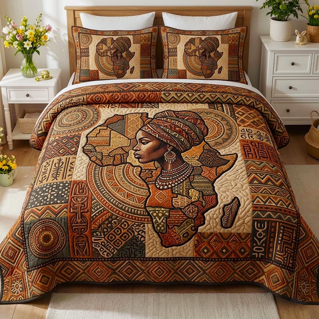 African Heritage 3-Piece Quilted Bedding Set GFTOMA10681