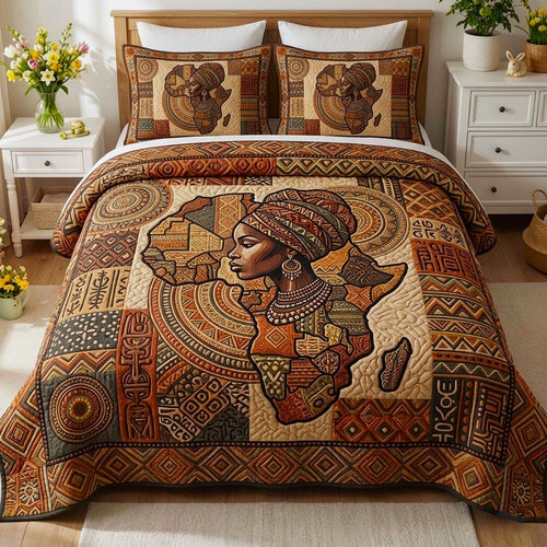 African Heritage 3-Piece Quilted Bedding Set GFTOMA10681