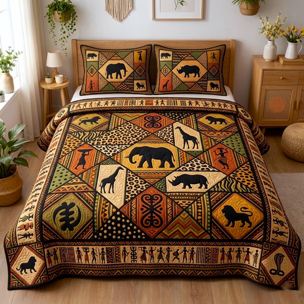 Cultural Rhythm 3-Piece Quilted Bedding Set GFTOMA10687