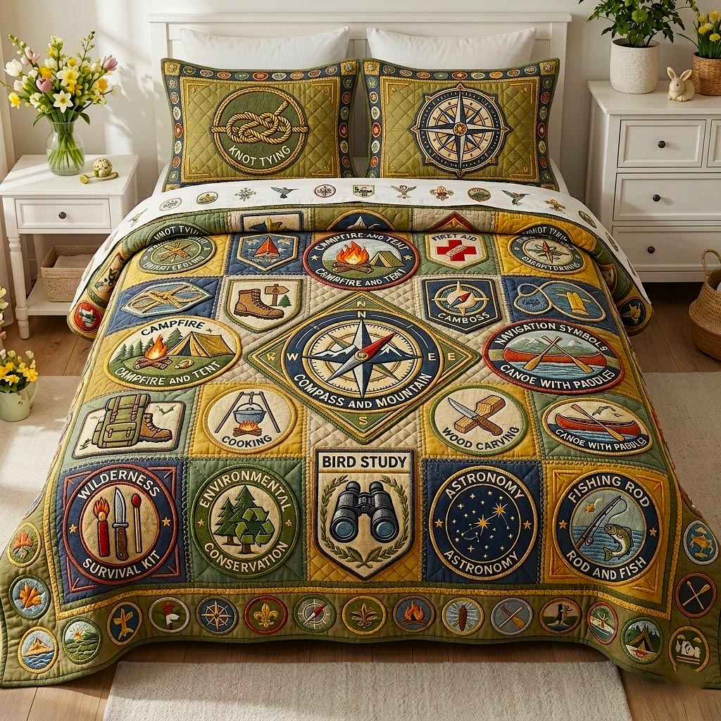 Badge Spirit 3-Piece Quilted Bedding Set GFTOMA10713