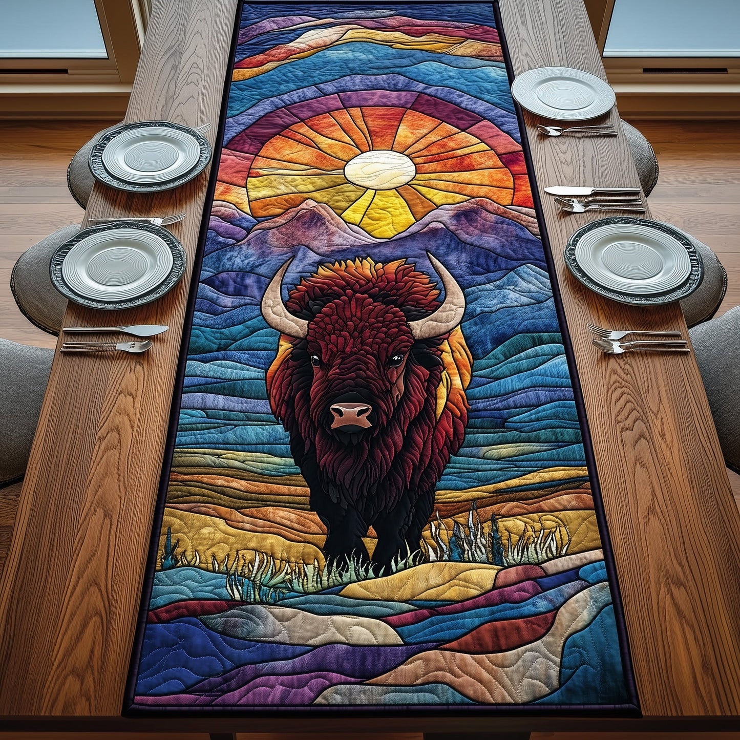 Majestic Bison Quilted Table Runner GFTOMA107