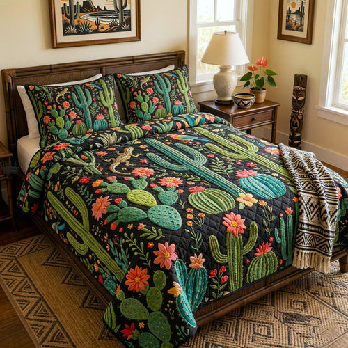 Cactus Garden 3-Piece Quilted Bedding Set GFTOMA10802