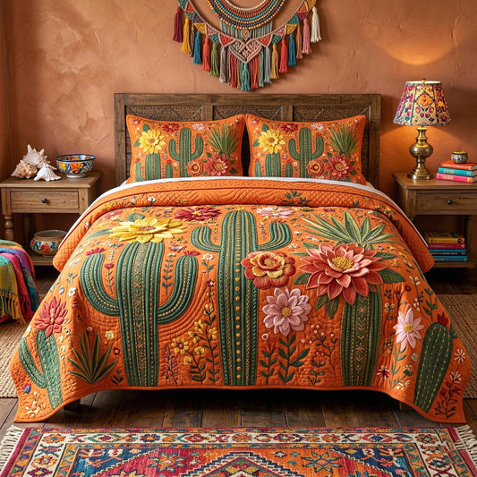 Boho Cactus 3-Piece Quilted Bedding Set GFTOMA10803