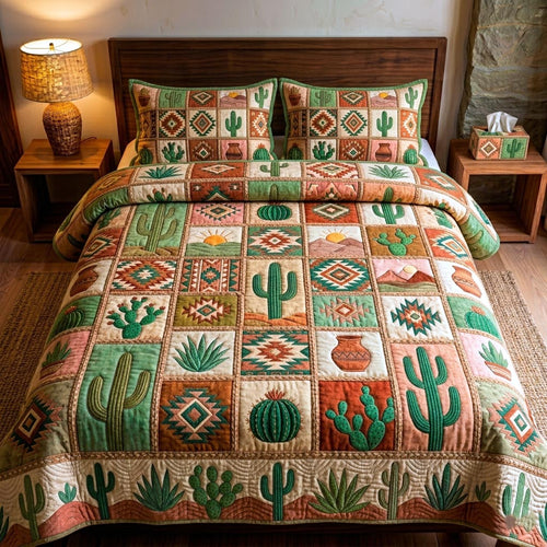 Sunny Cactus 3-Piece Quilted Bedding Set GFTOMA10805