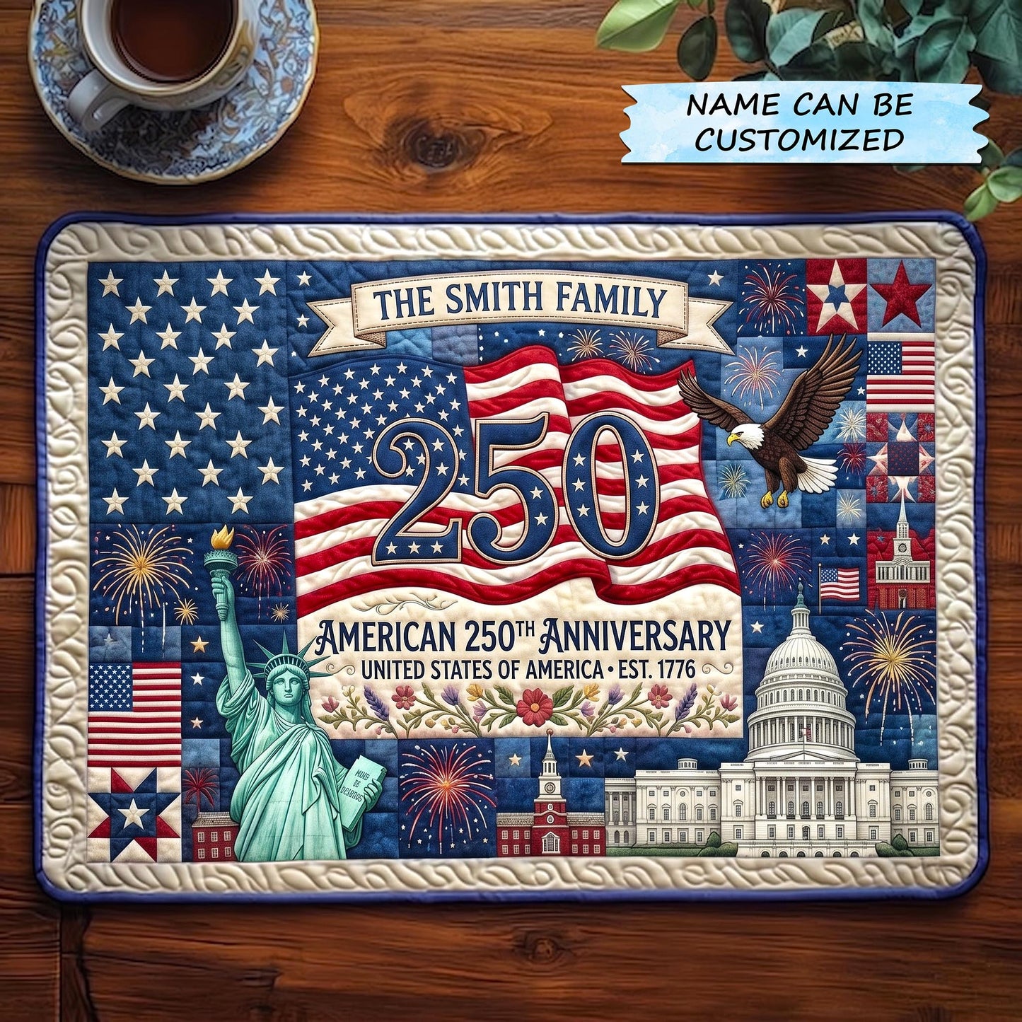 America 250th Anniversary Quilted Placemat GFTOMA10973C2