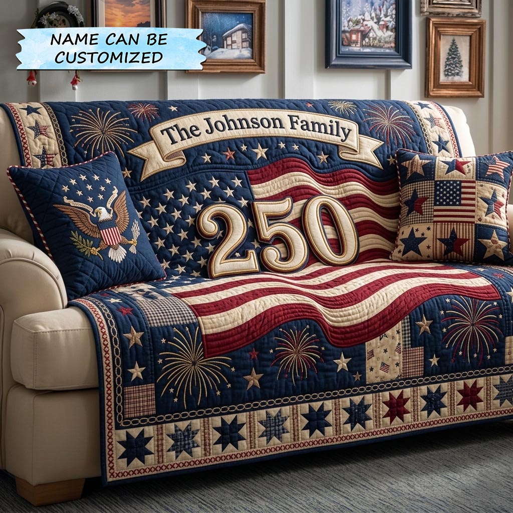 America 250th Anniversary Quilted Sofa Cover QTCUZ GFTOMA10991