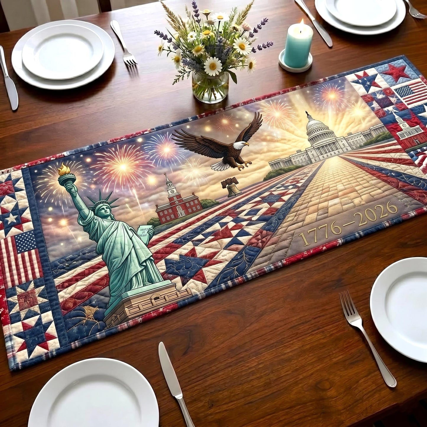 America 250th Anniversary Quilted Table Runner GFTOMA11042