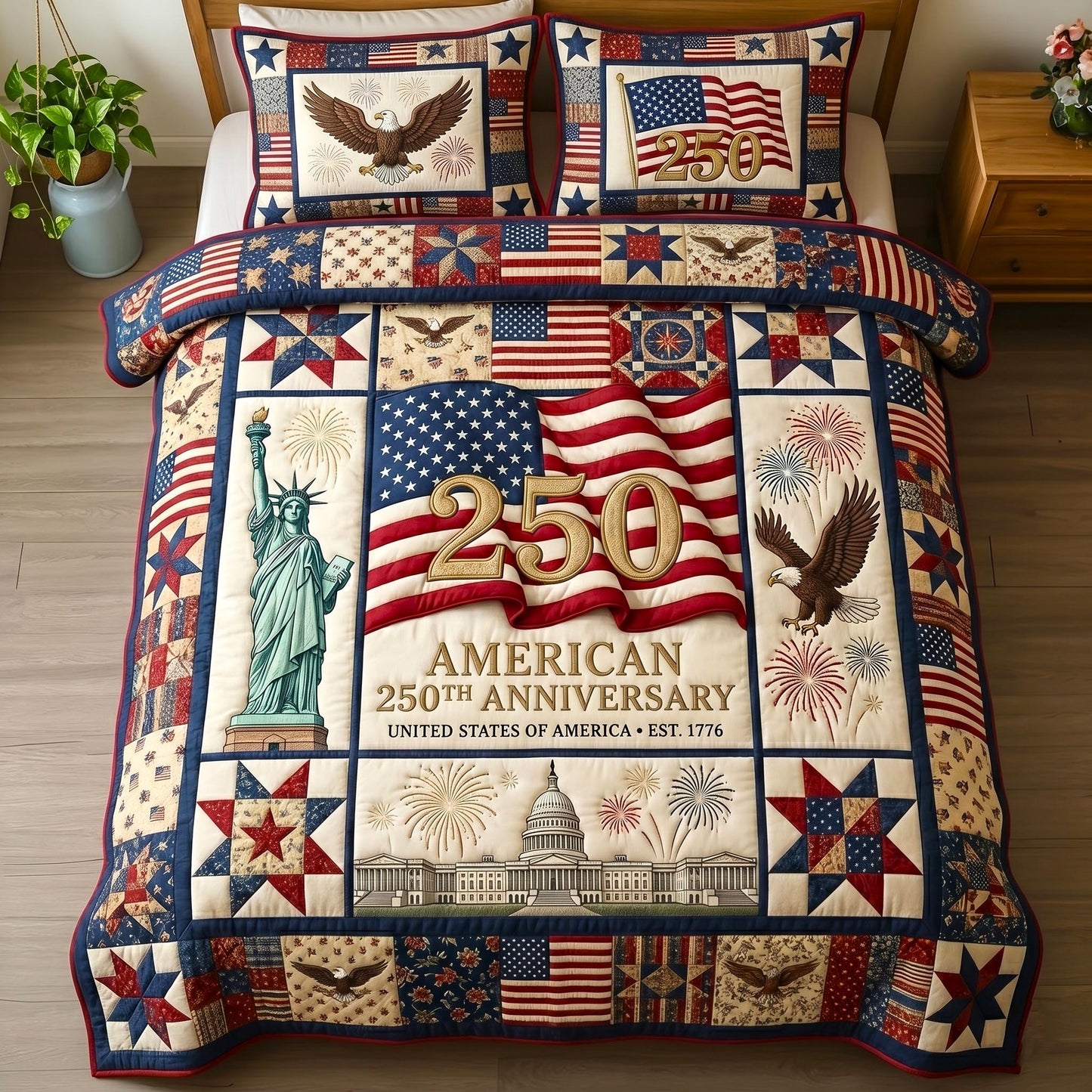 Heritage Patch 3-Piece Quilted Bedding Set GFTOMA11048