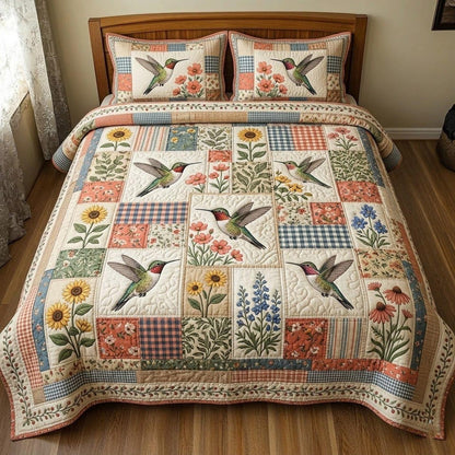 Hummingbird Garden 3-Piece Quilted Bedding Set GFTOMA11088