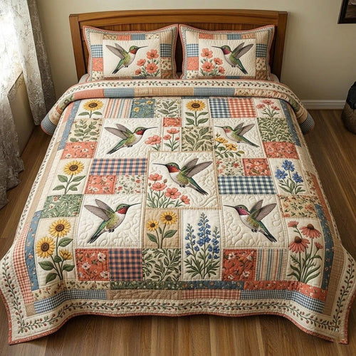 Hummingbird Garden 3-Piece Quilted Bedding Set GFTOMA11088