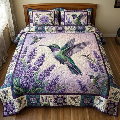 Floral Hummingbird 3-Piece Quilted Bedding Set GFTOMA11090