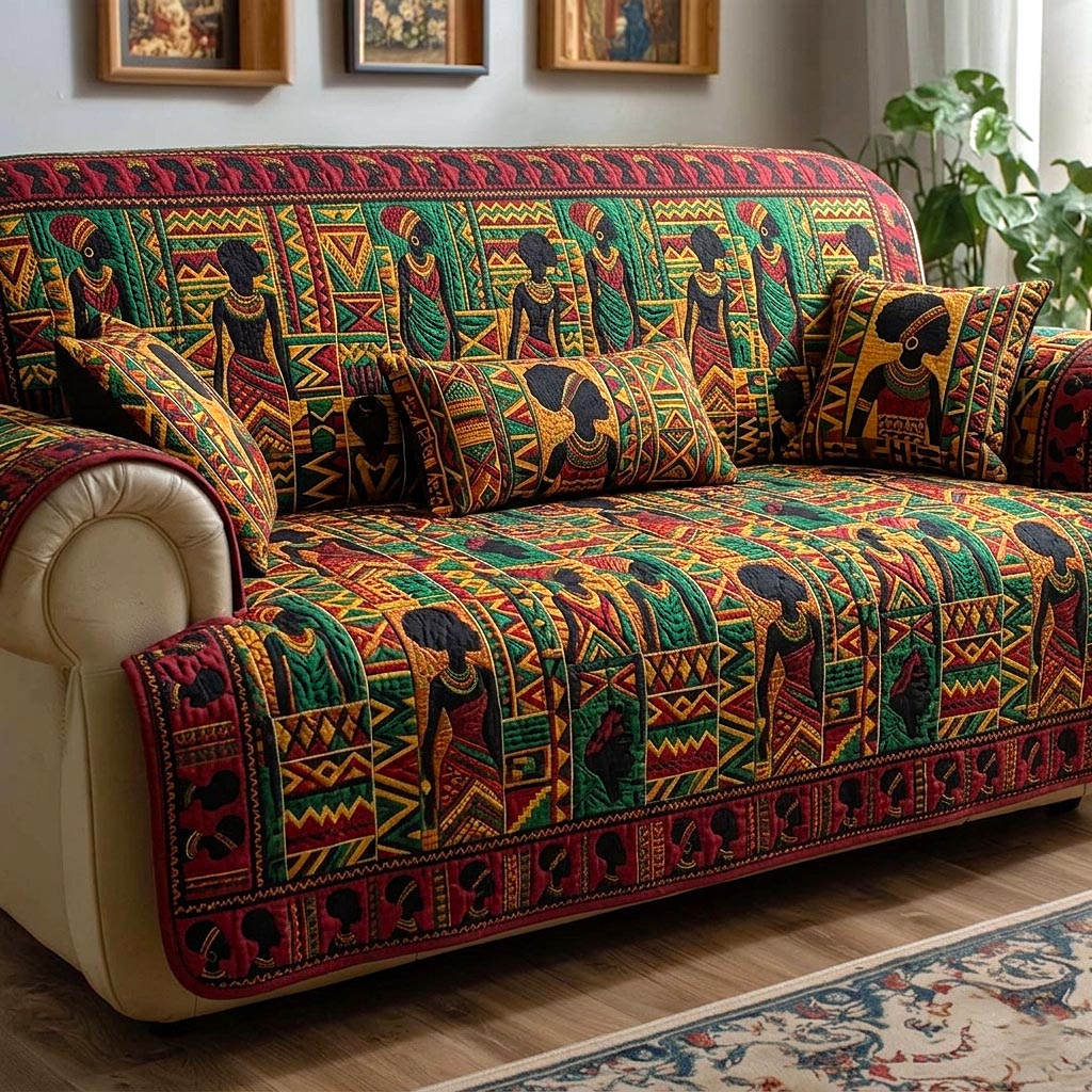 African Pattern Quilted Sofa Cover GFTOMA11117