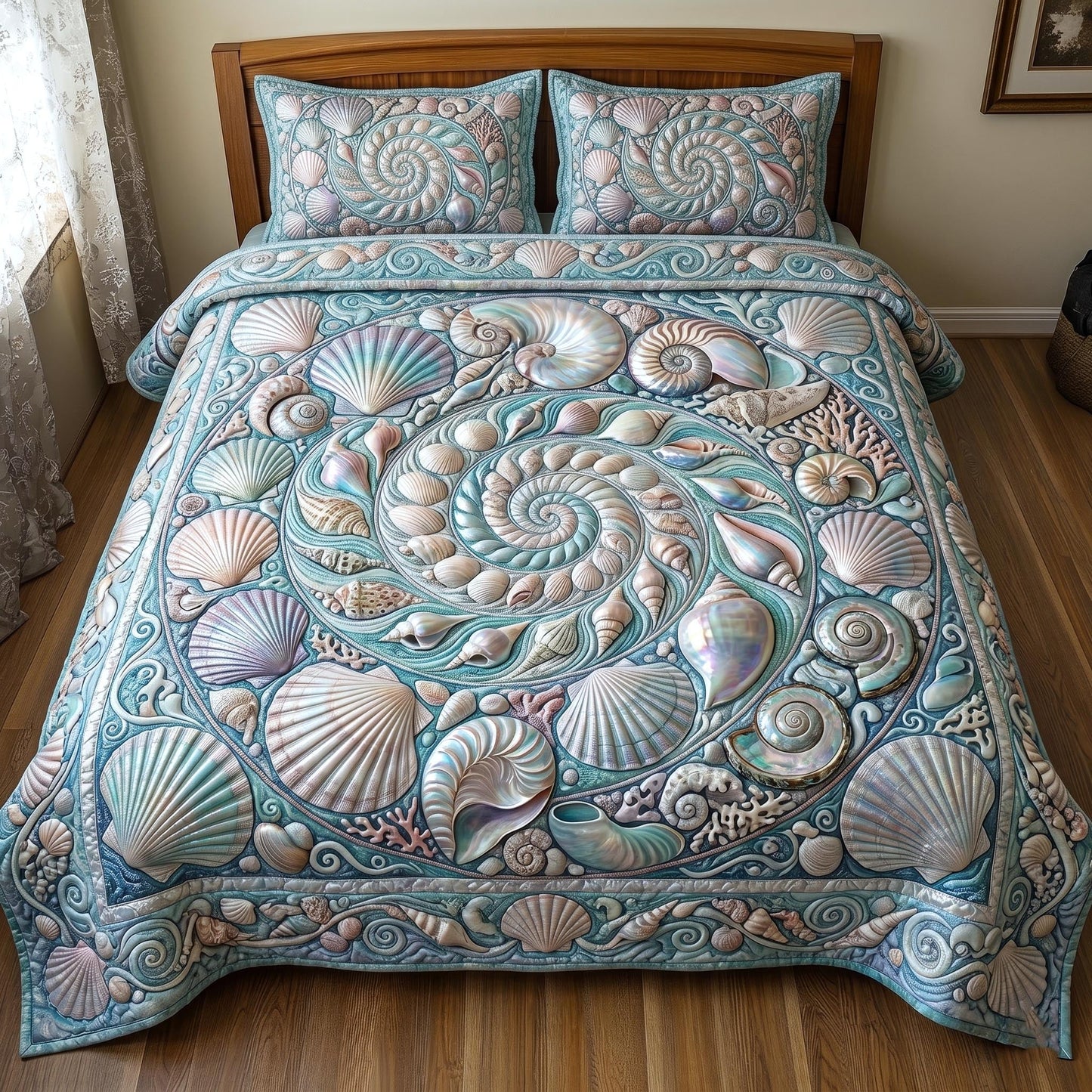 Sea Shells 3-Piece Quilted Bedding Set GFTOMA11132