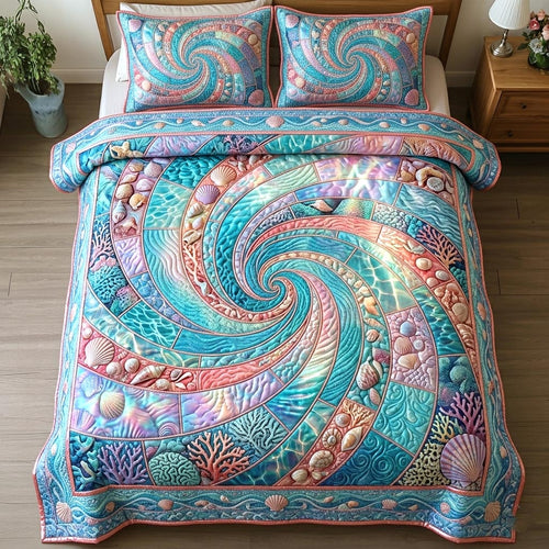 Ocean Shells 3-Piece Quilted Bedding Set GFTOMA11133