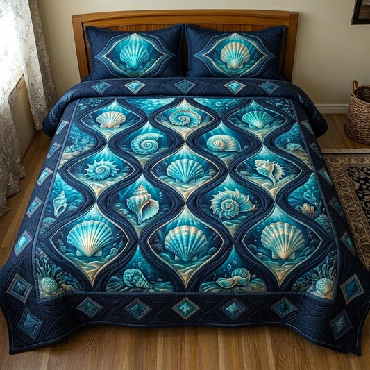 Seaside Shells 3-Piece Quilted Bedding Set GFTOMA11136