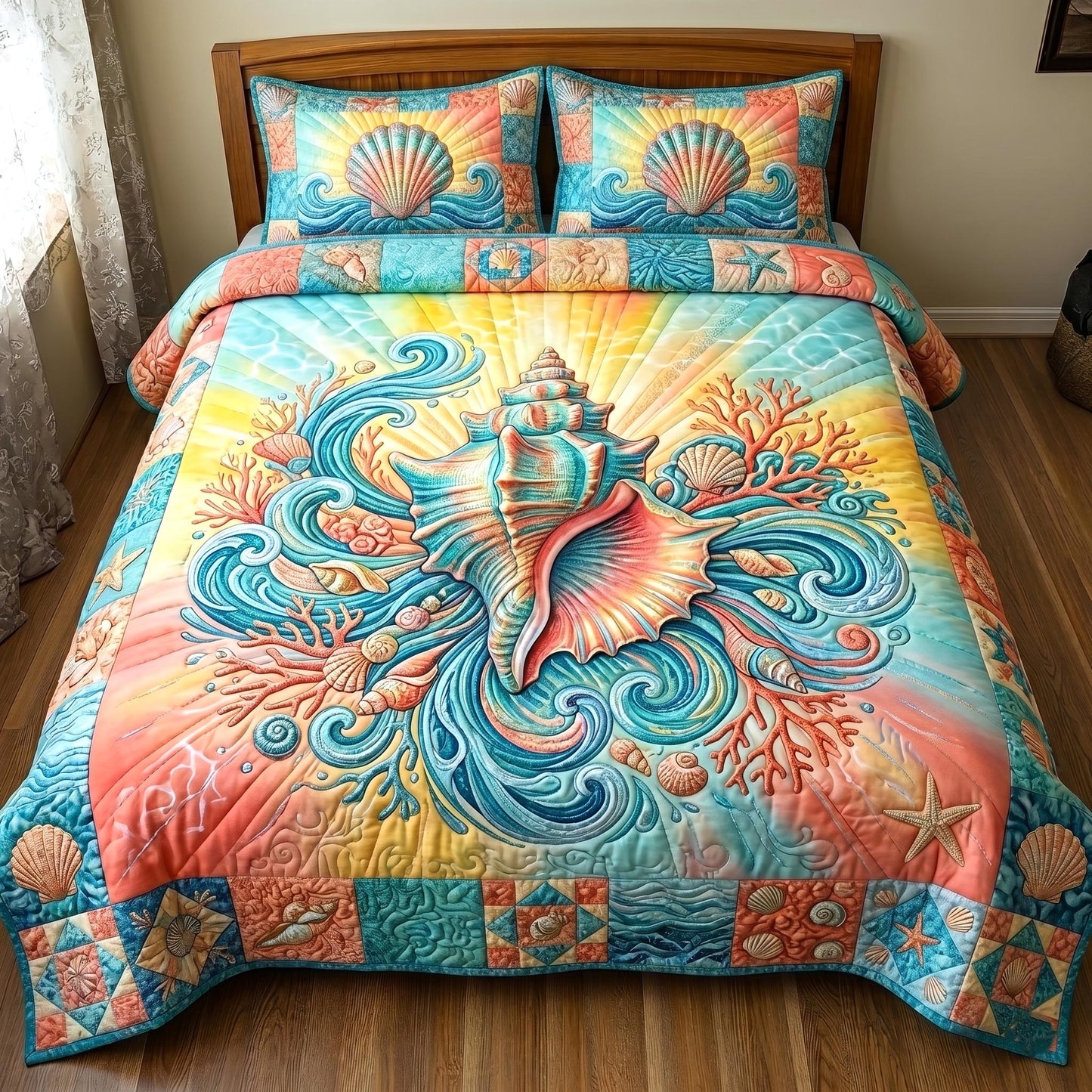 Ocean Pearls 3-Piece Quilted Bedding Set GFTOMA11137