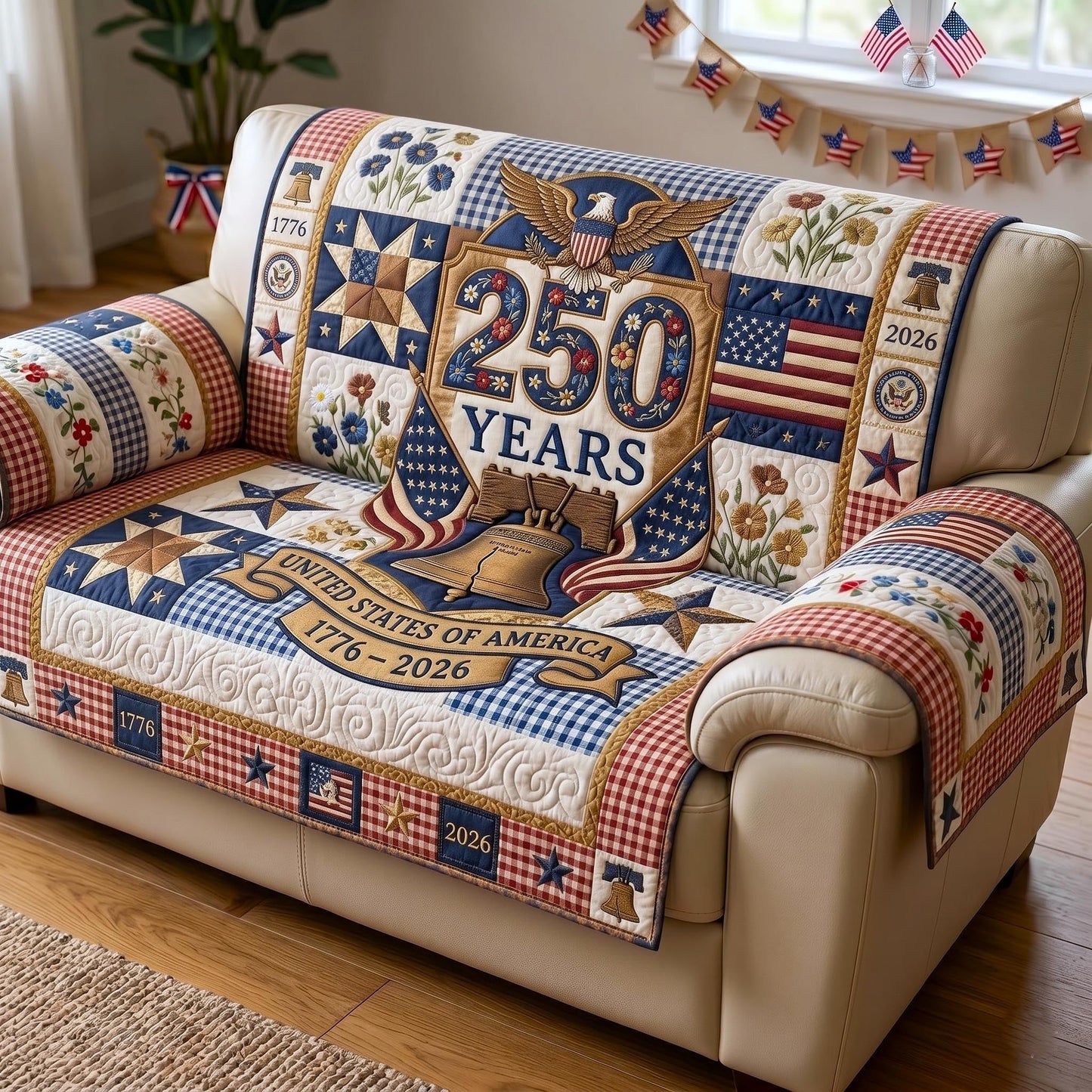 Heritage Patch Quilted Sofa Cover GFTOMA11373